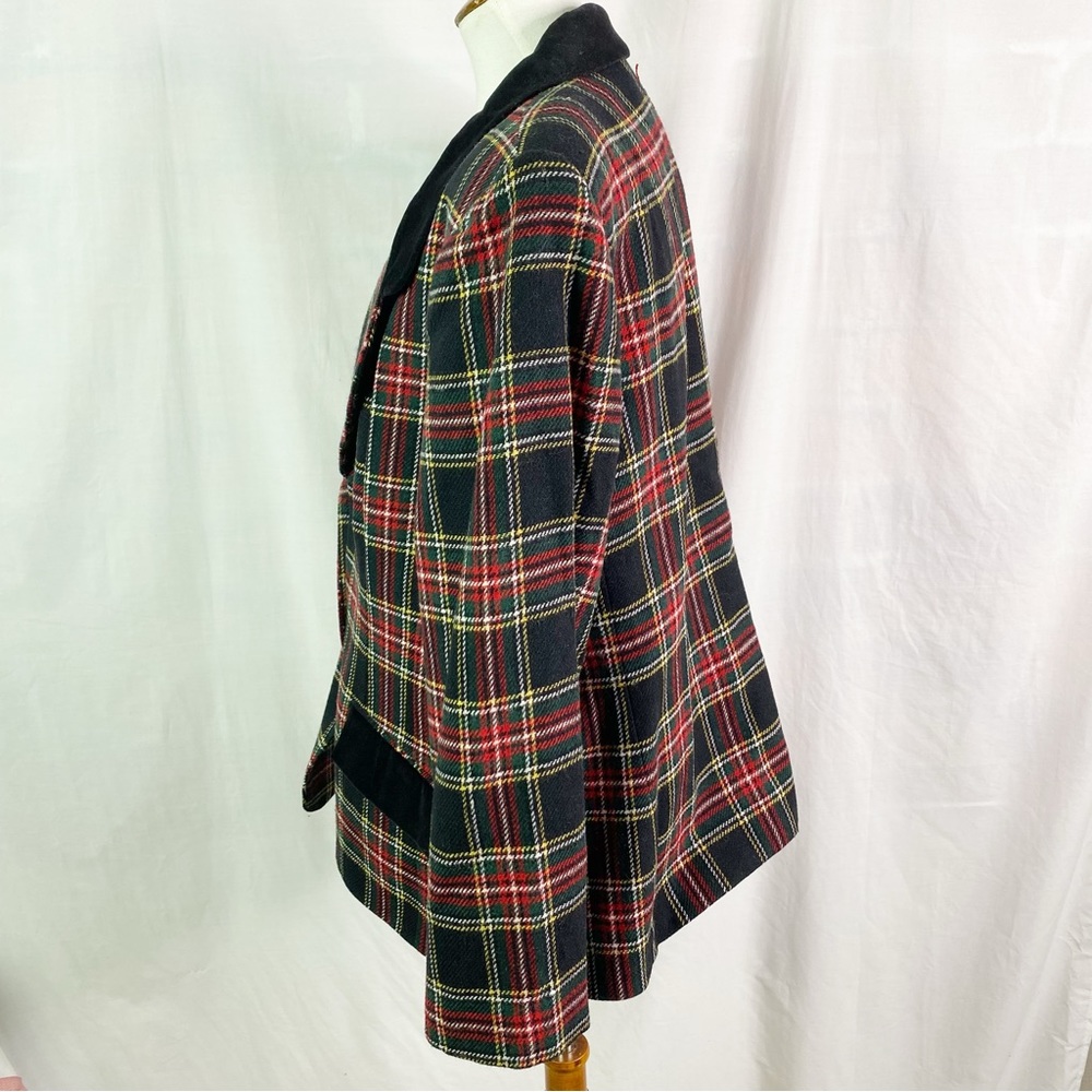 Vintage 90s Maggie McNaughton Black Plaid Blazer Jacket XL - Picture 4 of 5